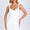 Amaria Sweetheart-Neck Micro Mini Dress in White