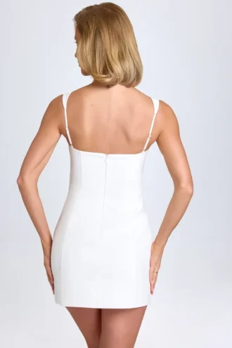 Amaria Sweetheart-Neck Micro Mini Dress in White
