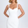 Amaria Sweetheart-Neck Micro Mini Dress in White