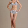 Celina Sequin Mesh Mid-Rise Mini Shorts in Silver