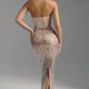 Amaya Embellished Bandeau Maxi Dress in Almond