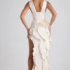 Ambrosia Ruffle-Trim Corset Maxi Dress in Ivory