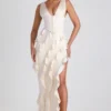 Ambrosia Ruffle-Trim Corset Maxi Dress in Ivory