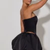 Amora Embellished Heart Cut-Out Strapless Corset Top in Black