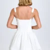 Analise Pintucked Lace-Up Corset Mini Dress in White