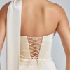 Anastasia Draped Halterneck Satin Mini Dress in Ivory