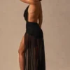 Anaya Cowl-Neck Plunge Maxi Dress in Black