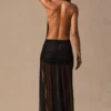 Anaya Cowl-Neck Plunge Maxi Dress in Black