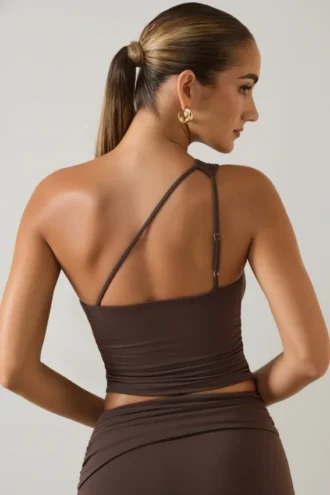 Andi Modal One-Shoulder Top in Chocolate Brown