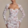 Andreia Lace-Detail Corset Mini Dress in White