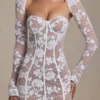 Andreia Lace-Detail Corset Mini Dress in White