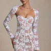 Andreia Lace-Detail Corset Mini Dress in White