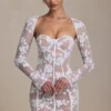 Andreia Lace-Detail Corset Mini Dress in White