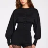 Anele Knit Long-Sleeve Cardigan in Black