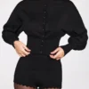 Anele Knit Long-Sleeve Cardigan in Black