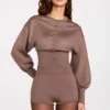 Antonia Knit Mid-Rise Mini Shorts in Mocha