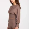 Antonia Knit Mid-Rise Mini Shorts in Mocha
