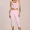 Anessa Mid-Rise Capri Jeans in Blossom Pink