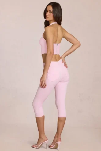 Anessa Mid-Rise Capri Jeans in Blossom Pink