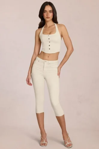 Anessa Mid-Rise Capri Jeans in Ivory