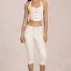 Anessa Mid-Rise Capri Jeans in Ivory