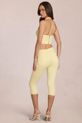 Anessa Mid-Rise Capri Jeans in Lemon Yellow