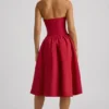 Angelina Halterneck Bow-Detail Midi Dress in True Red