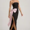 Angelique Strapless Bow-Detail Maxi Dress in Black