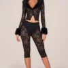 Annalisa Laced Capri Trousers  in Black