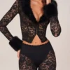 Annalisa Laced Capri Trousers  in Black