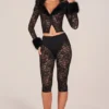 Annalisa Laced Capri Trousers  in Black