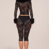 Annalisa Laced Capri Trousers  in Black