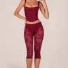 Annalisa Laced Capri Trousers  in Cherry Red