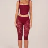 Annalisa Laced Capri Trousers  in Cherry Red