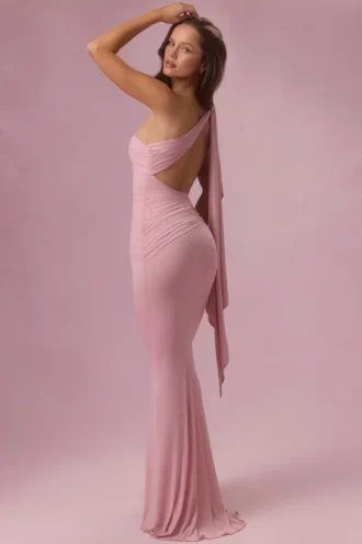 Annelise Jersey Bridesmaid Dress in Blush Pink