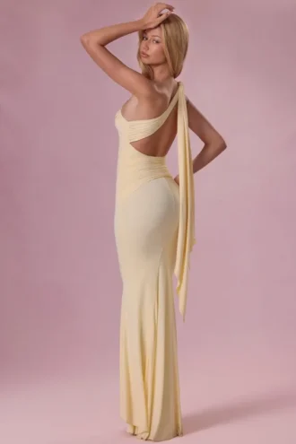 Annelise Jersey Bridesmaid Dress in Butter Yellow