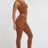 Anona Mid Rise Modal Cashmere Blend Trousers in Chestnut Brown
