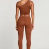 Anona Mid Rise Modal Cashmere Blend Trousers in Chestnut Brown