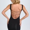 Aoife Modal Lace-Trim Bodycon Mini Dress in Black