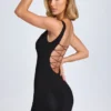Aoife Modal Lace-Trim Bodycon Mini Dress in Black