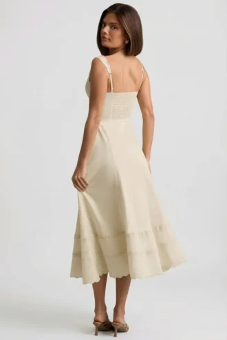 Aralisse Cotton-Poplin A-Line Midaxi Dress in Ivory