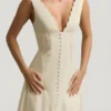 Aralisse Cotton-Poplin A-Line Midaxi Dress in Ivory