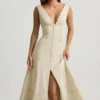 Aralisse Cotton-Poplin A-Line Midaxi Dress in Ivory