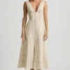Aralisse Cotton-Poplin A-Line Midaxi Dress in Ivory