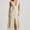 Aralisse Cotton-Poplin A-Line Midaxi Dress in Ivory