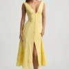 Aralisse Cotton-Poplin A-Line Midaxi Dress in Pastel Yellow