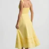 Aralisse Cotton-Poplin A-Line Midaxi Dress in Pastel Yellow