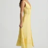 Aralisse Cotton-Poplin A-Line Midaxi Dress in Pastel Yellow