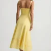 Aralisse Cotton-Poplin A-Line Midaxi Dress in Pastel Yellow