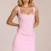 Aralyn Lace Corset Mini Dress in Blossom Pink